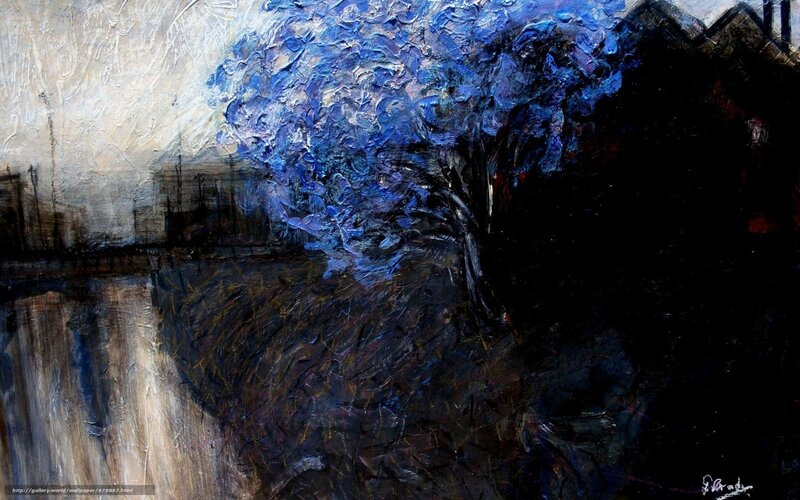 Blue Tree Abstract Painting