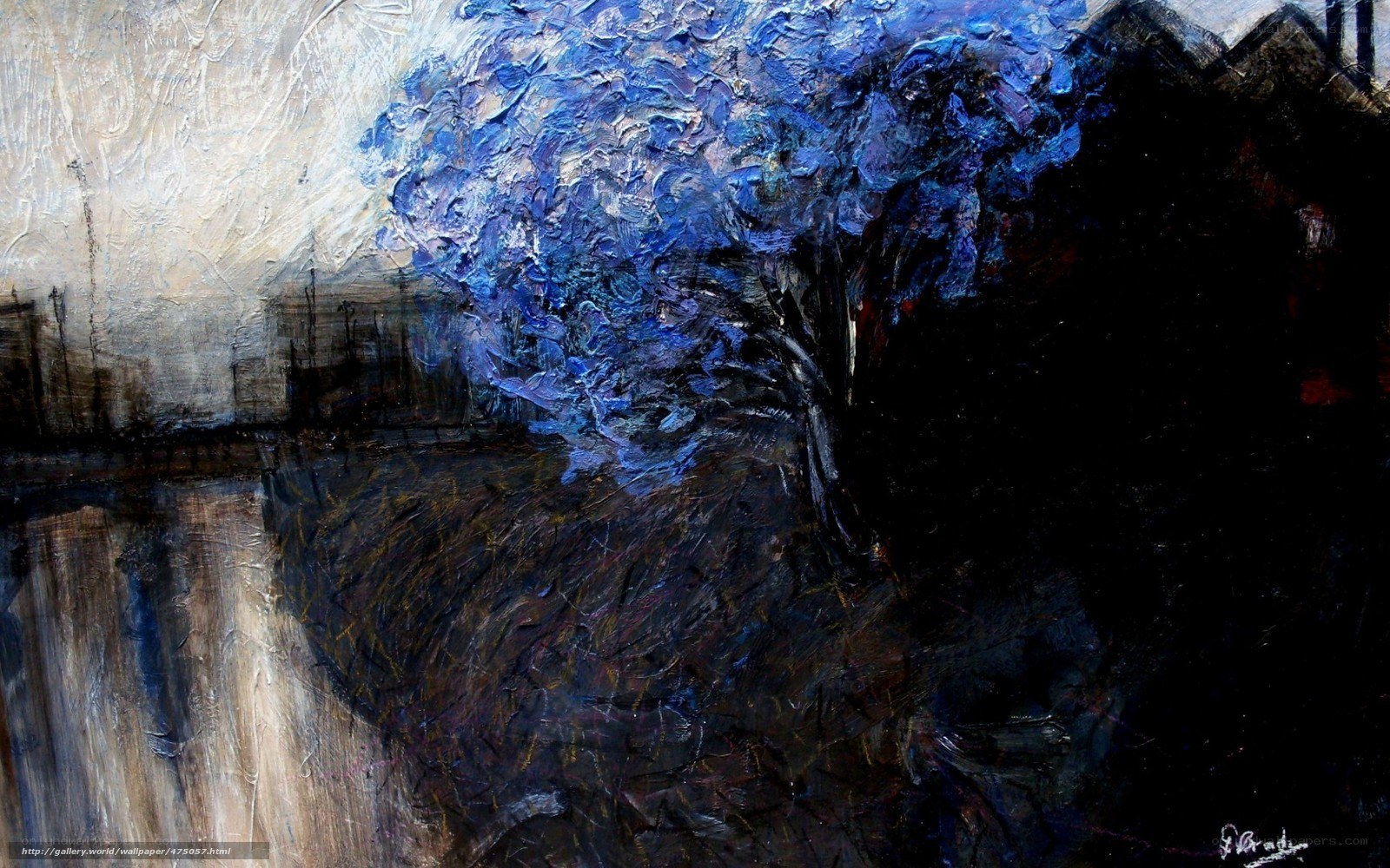 Blue Tree Abstract Painting