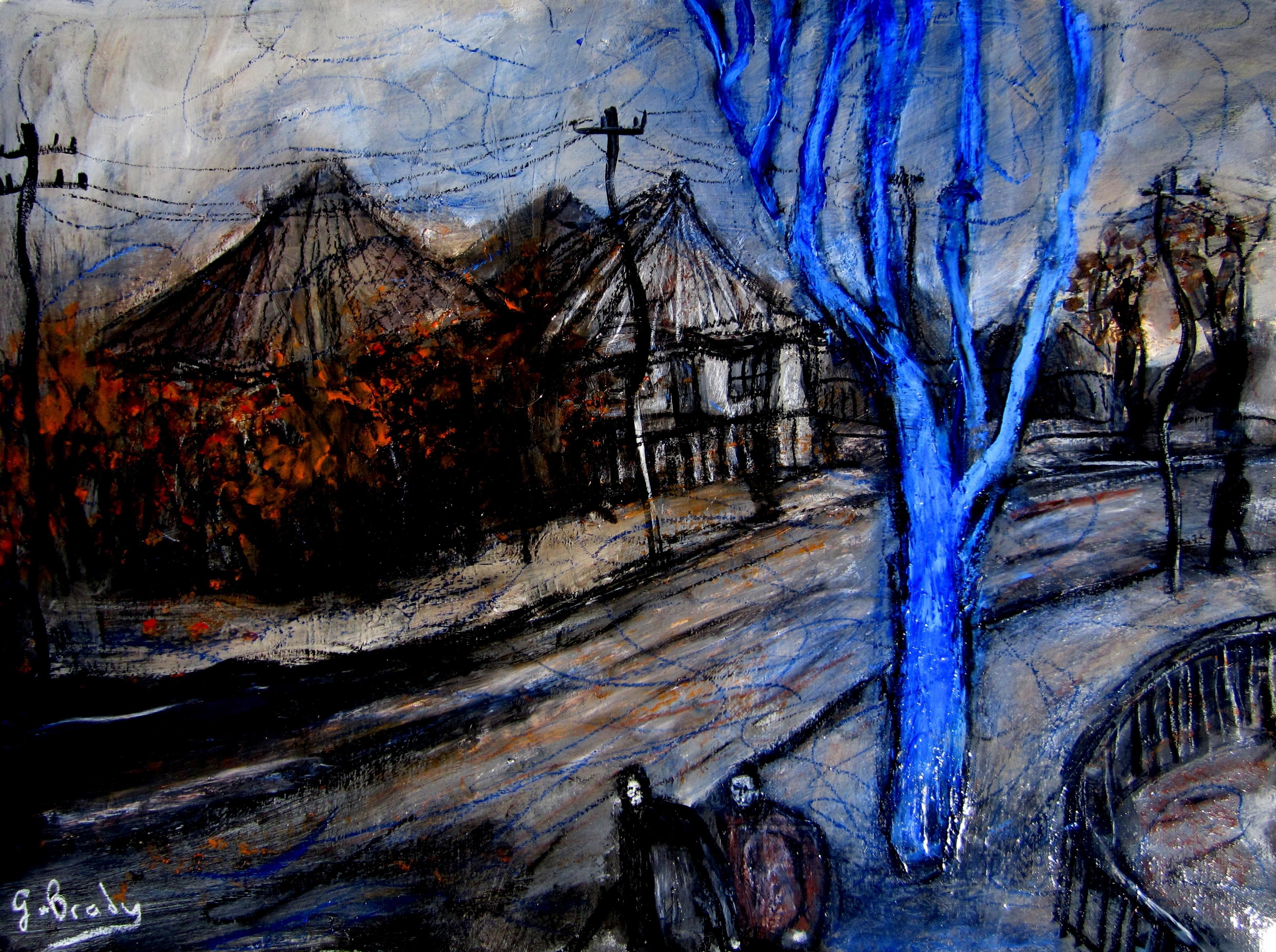 Blue Tree on a Street