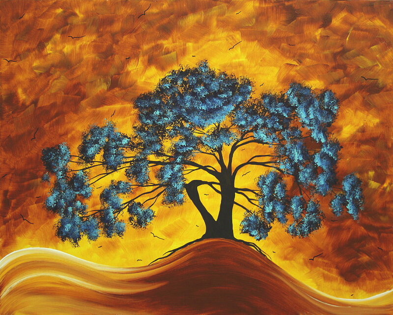 Blue Tree on Hill — Orange