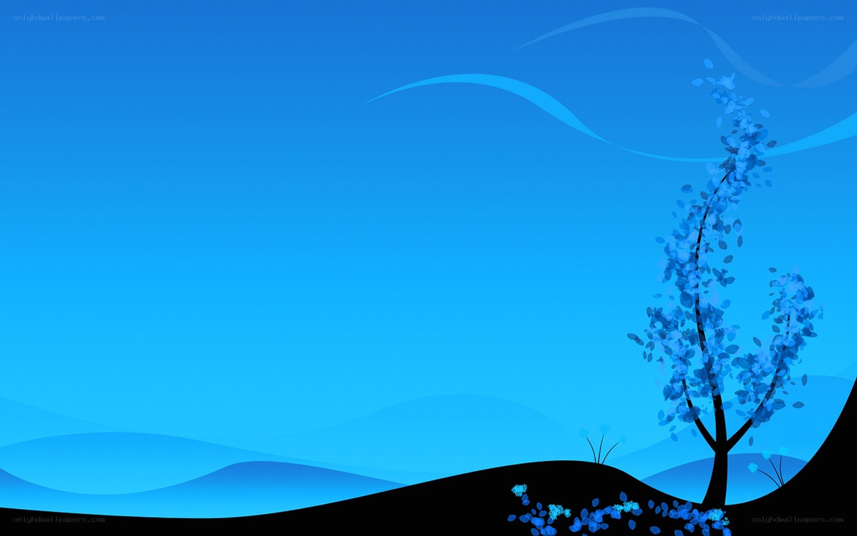 blue tree on hill