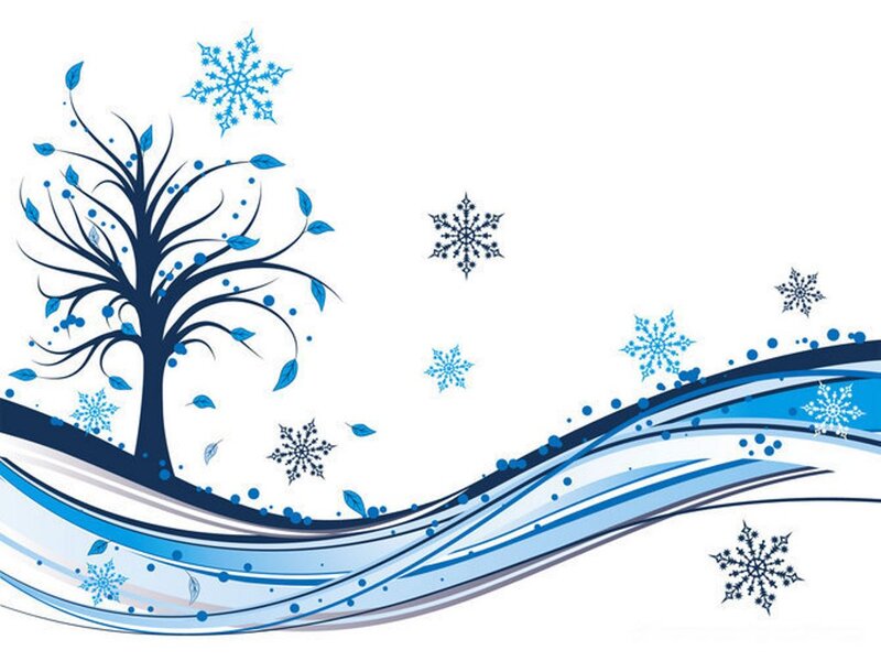 Blue Tree with Snowflakes