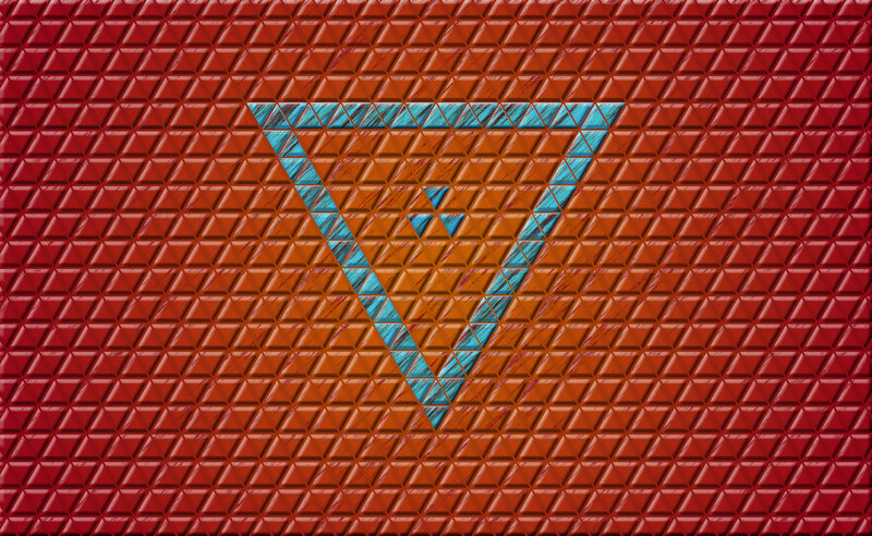 Blue Triangle on Red Tiles