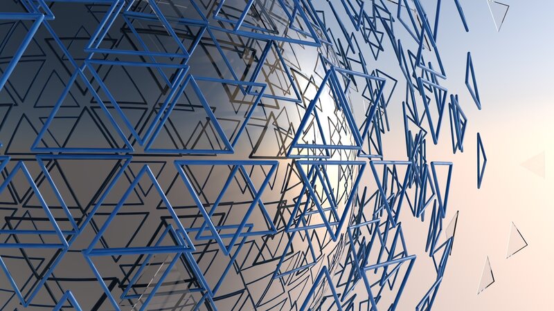 Blue Triangular Wireframe Sphere