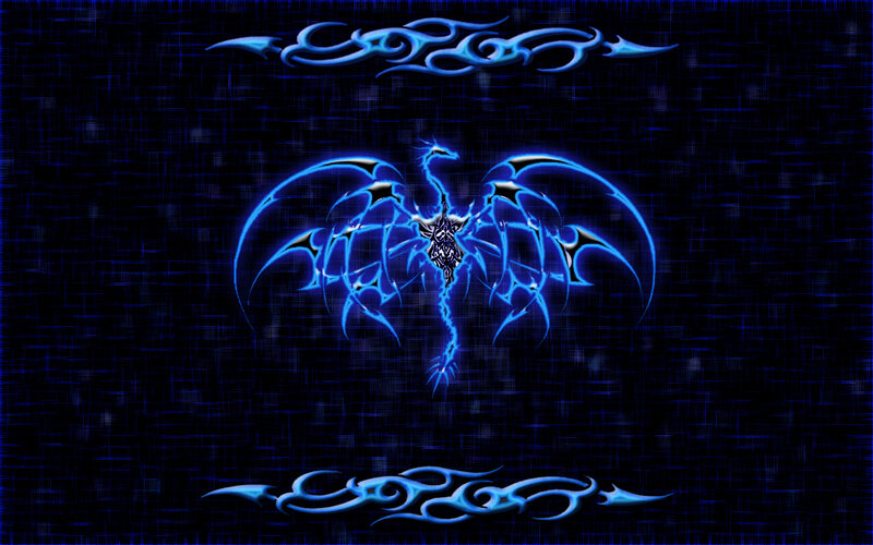 blue tribal dragon design