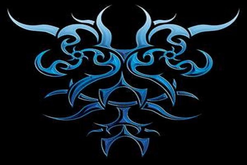 blue tribal flame design