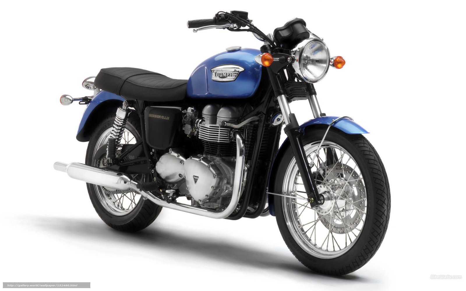 Blue Triumph Bonneville motorcycle