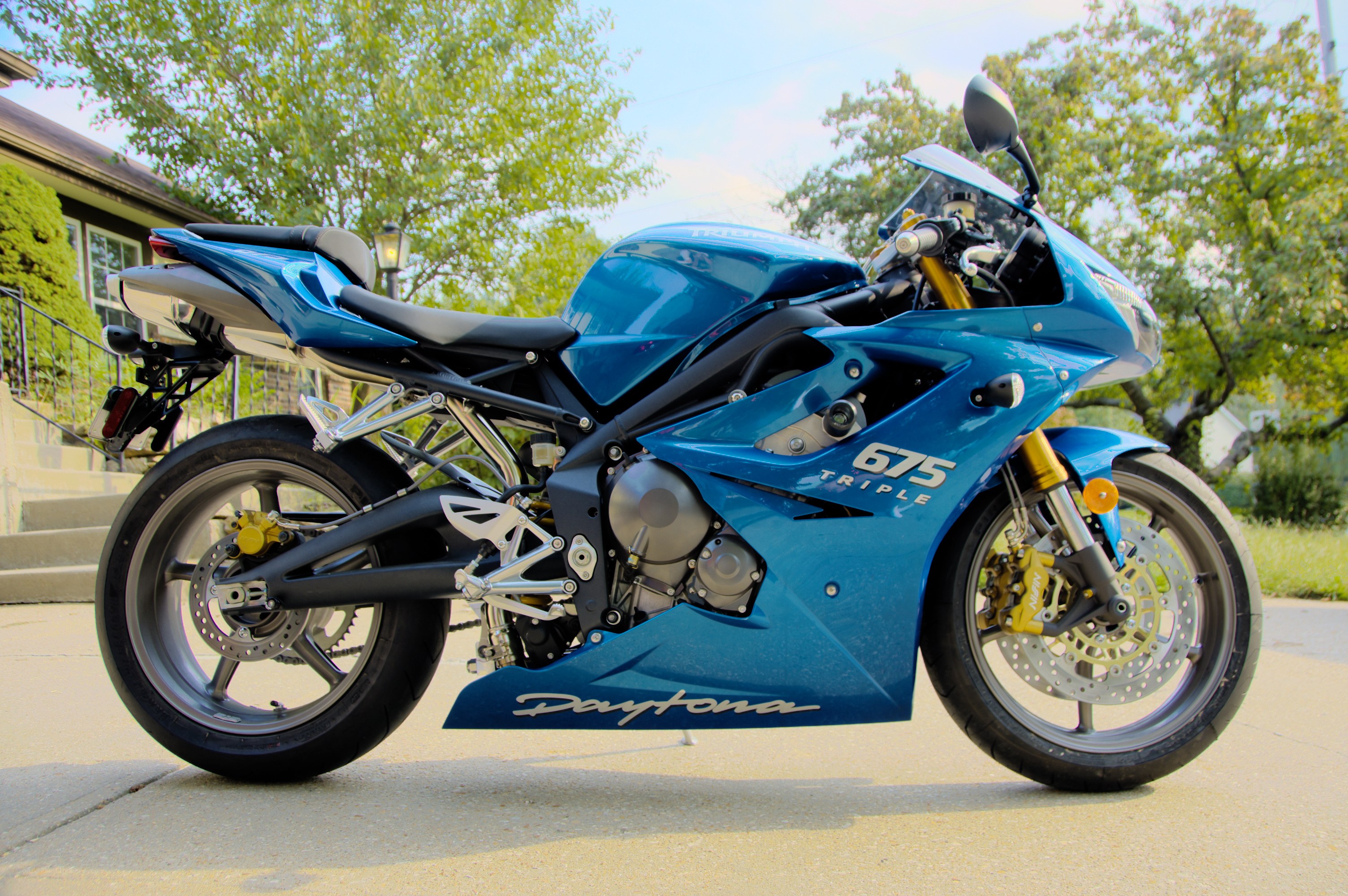 Blue Triumph Daytona motorcycle