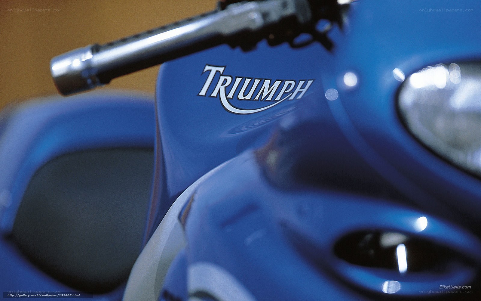 Blue Triumph motorcycle front