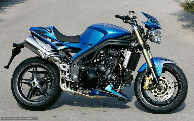 Blue Triumph Motorcycle — Neutral, Afternoon