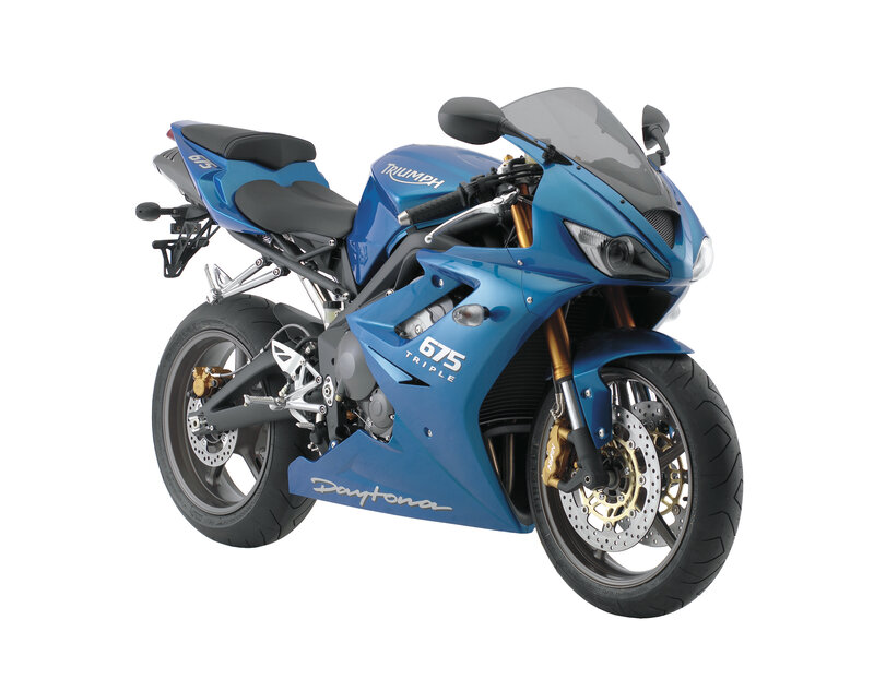 Blue Triumph Motorcycle — Neutral, Photograph, Seat, Windshield, Exhaust