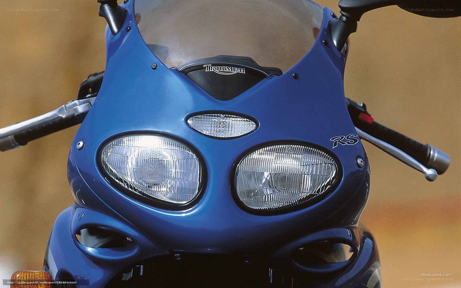 Blue Triumph RS motorcycle front