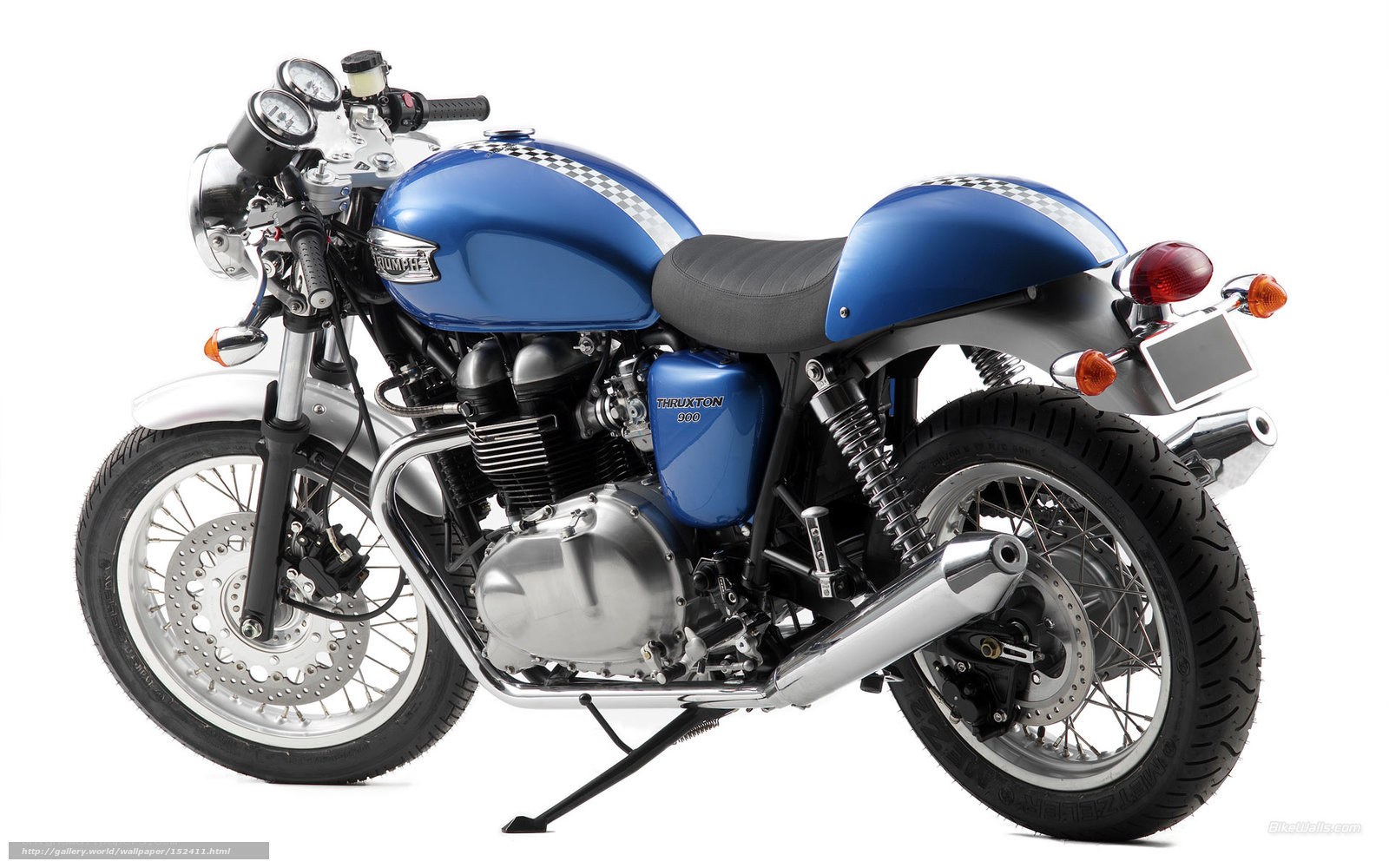 Blue Triumph Thruxton 900 motorcycle
