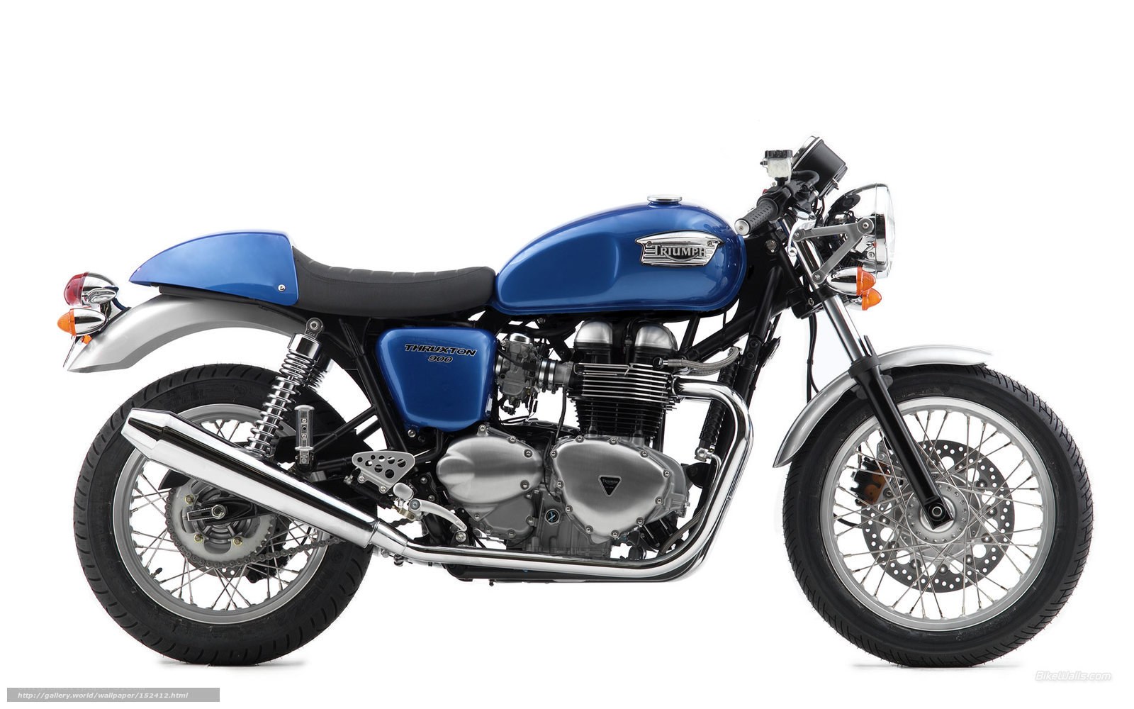 Blue Triumph Thruxton motorcycle