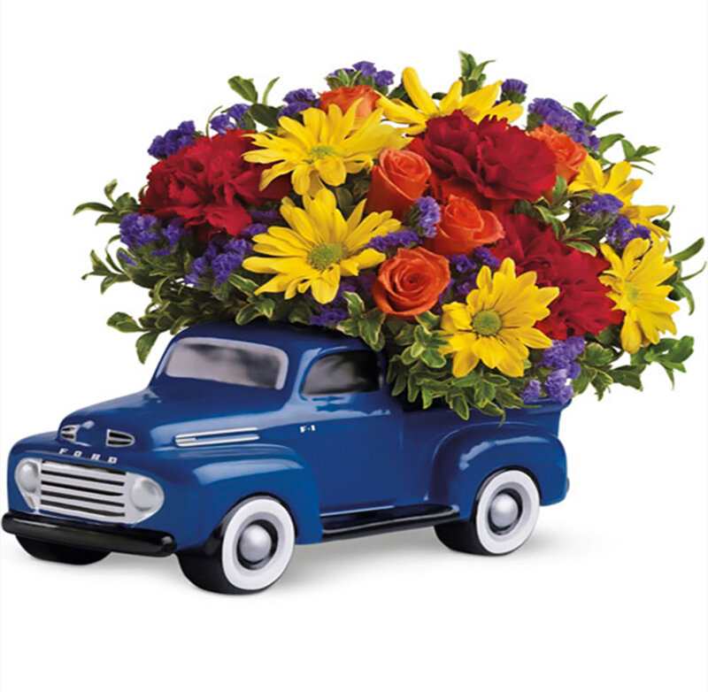 Blue Truck Flower Arrangement