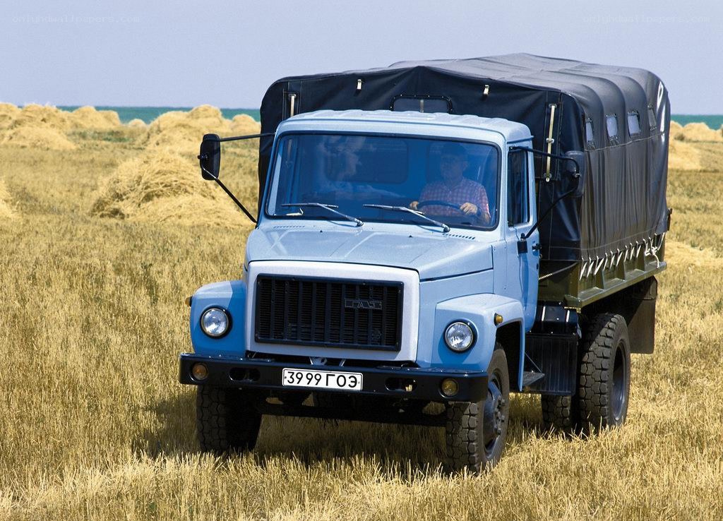 Blue truck in a field