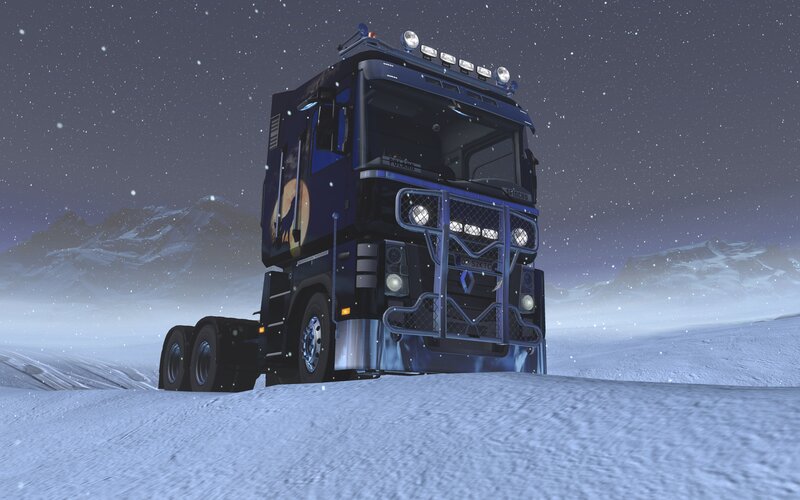 Blue Truck in Snow