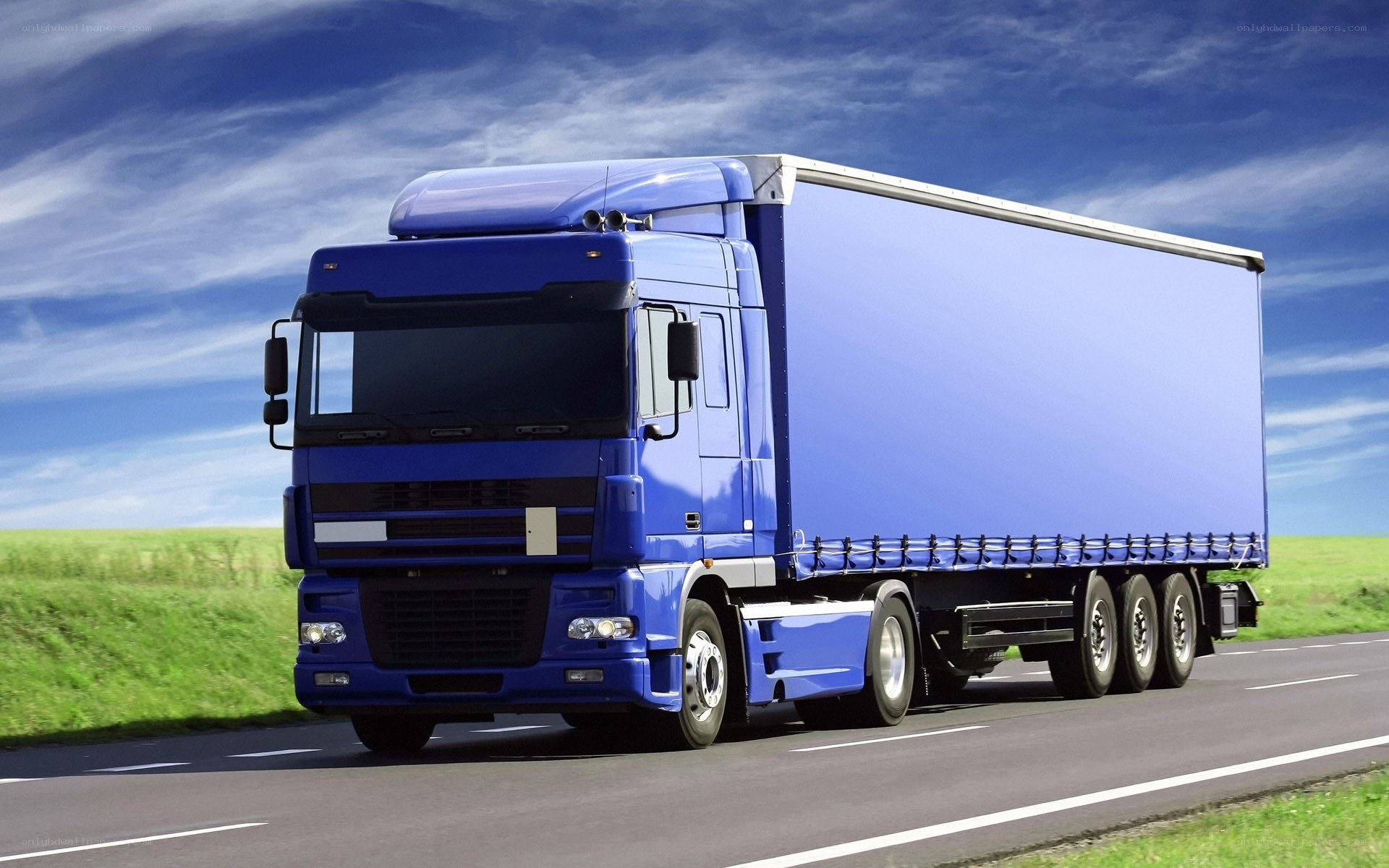Blue truck on a highway