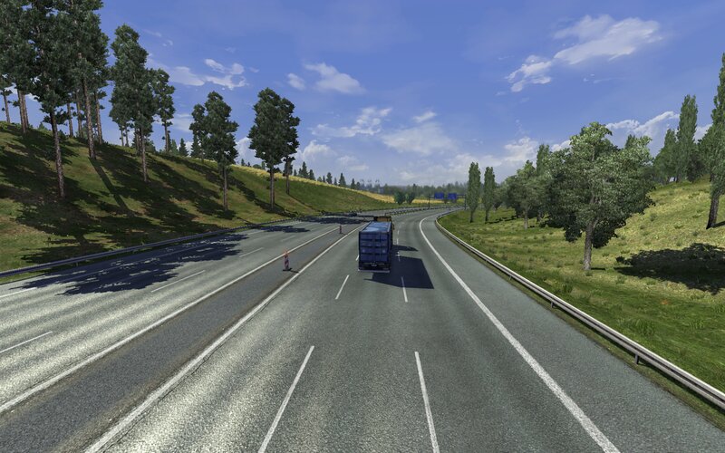 Blue Truck on Highway — Green