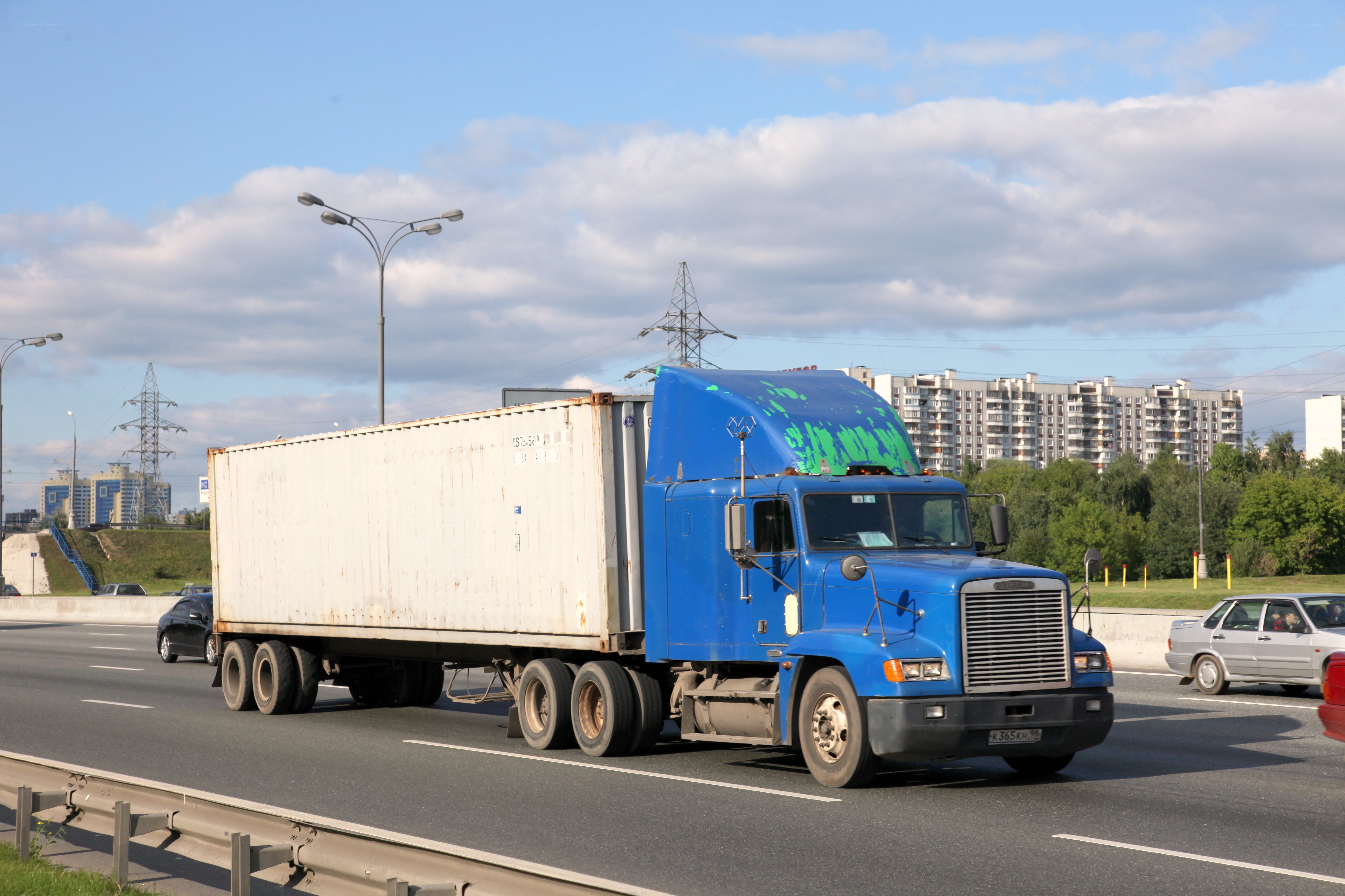 Blue truck on highway