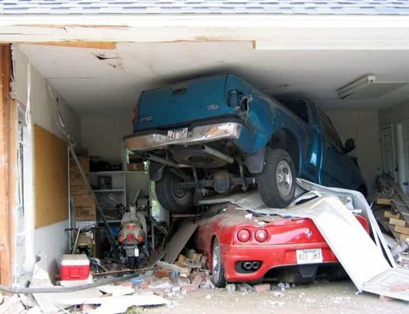 Blue Truck on Red Car