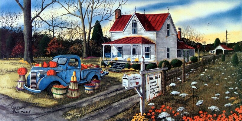 Blue Truck with Pumpkins — Serene