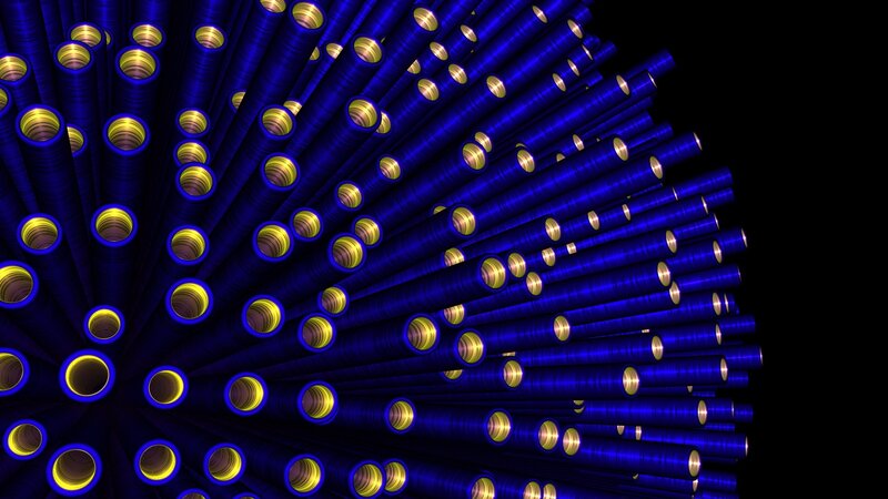 blue tubes with glowing ends