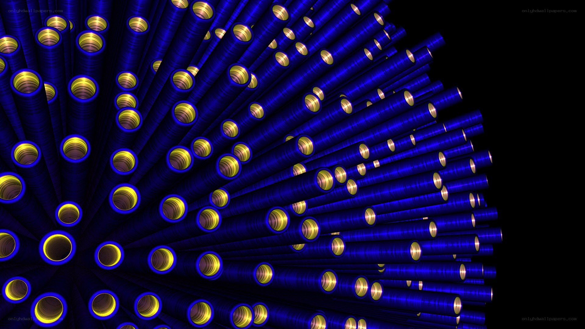 blue tubes with glowing ends