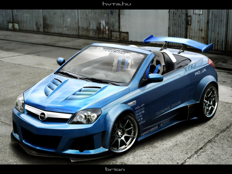 blue tuned sports car