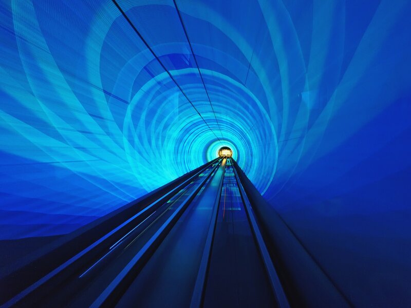 Blue tunnel light display