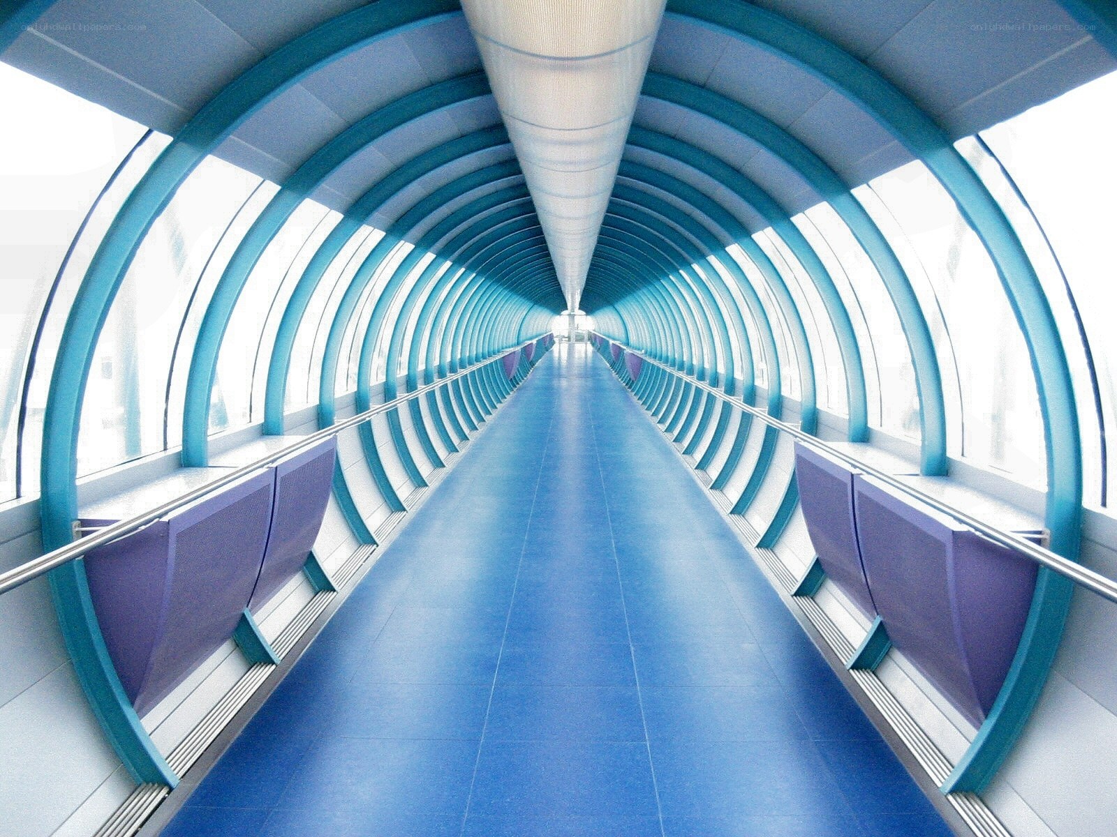 blue tunnel walkway