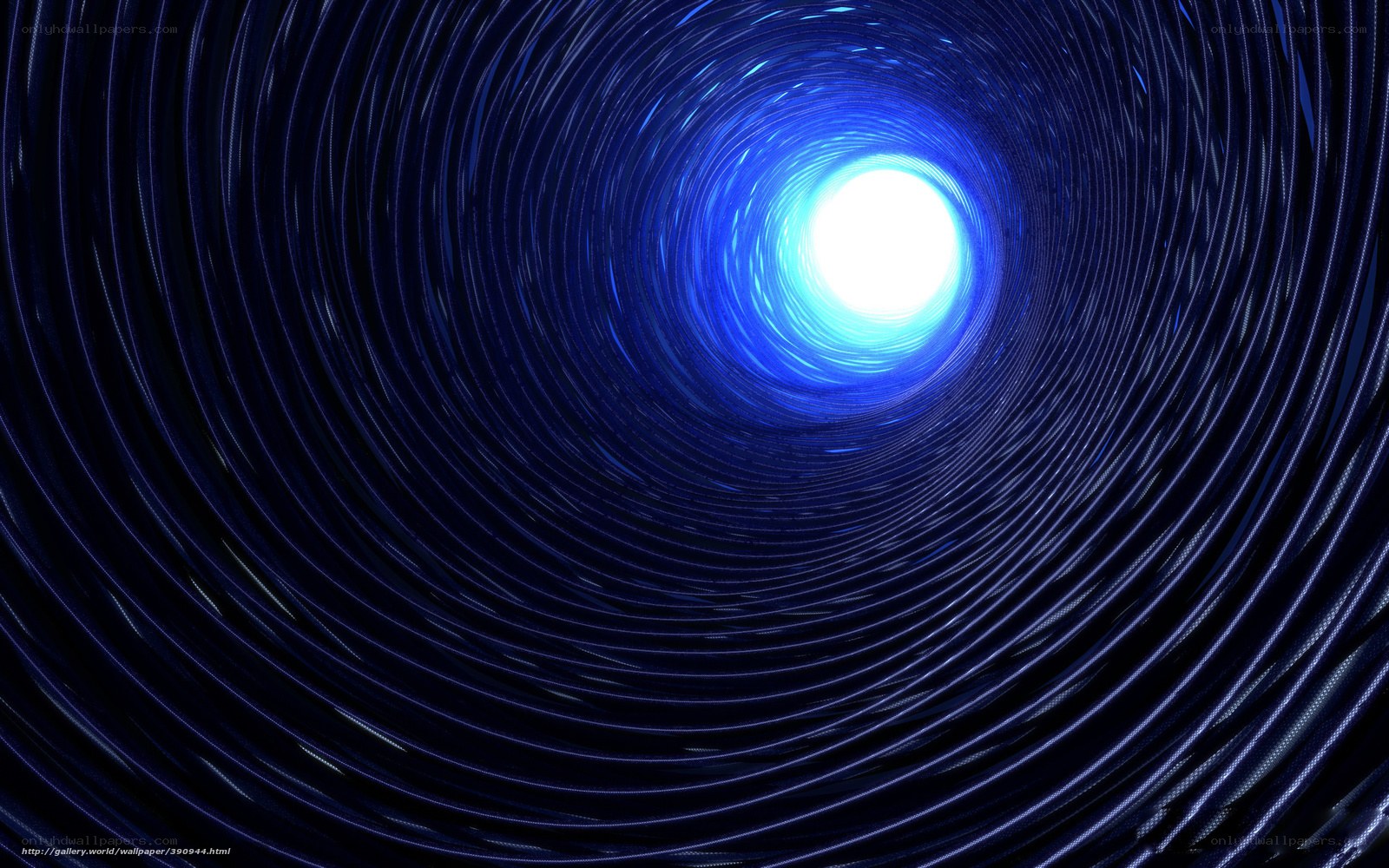 Blue tunnel with bright light