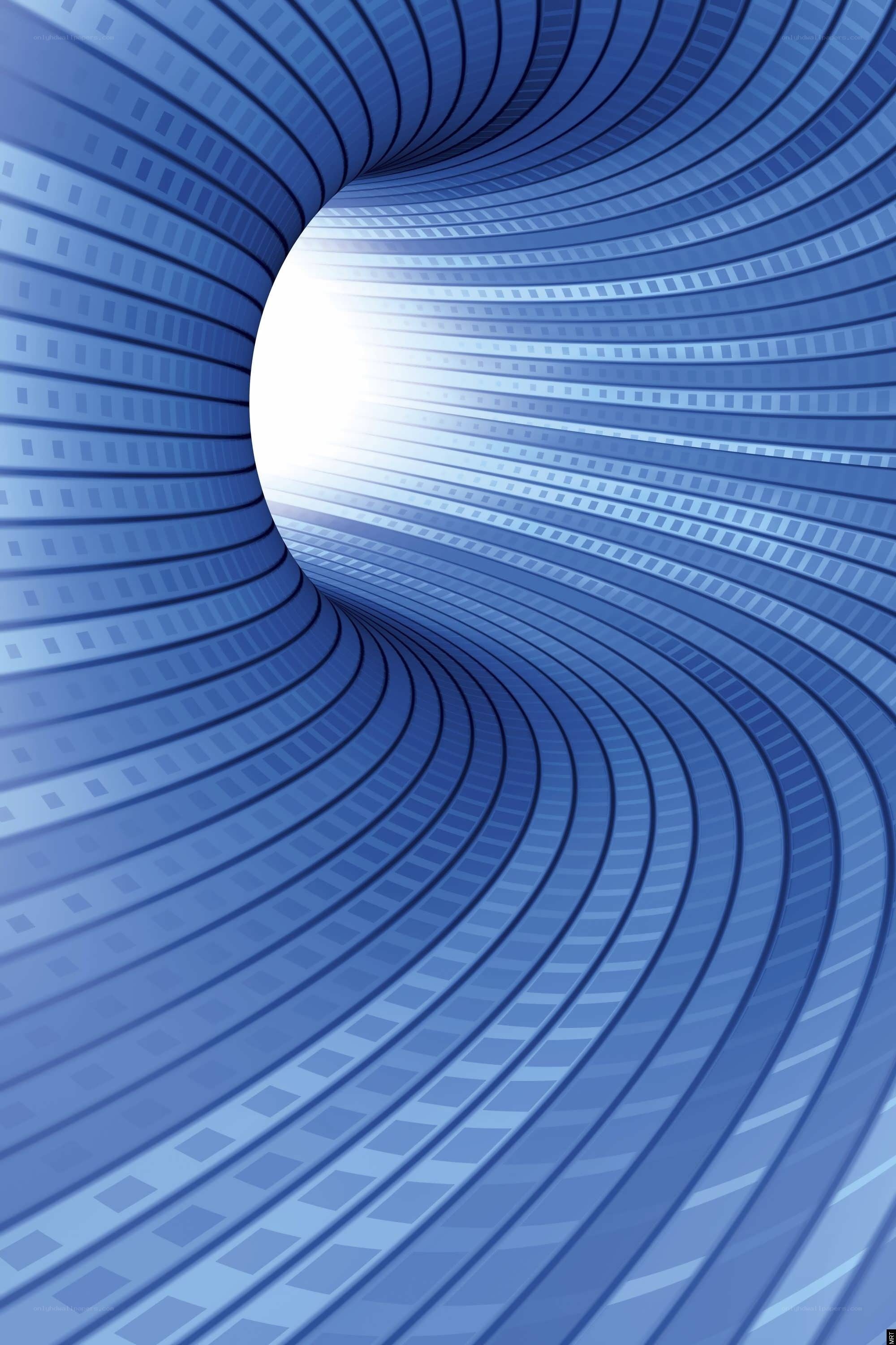 blue tunnel with light at end