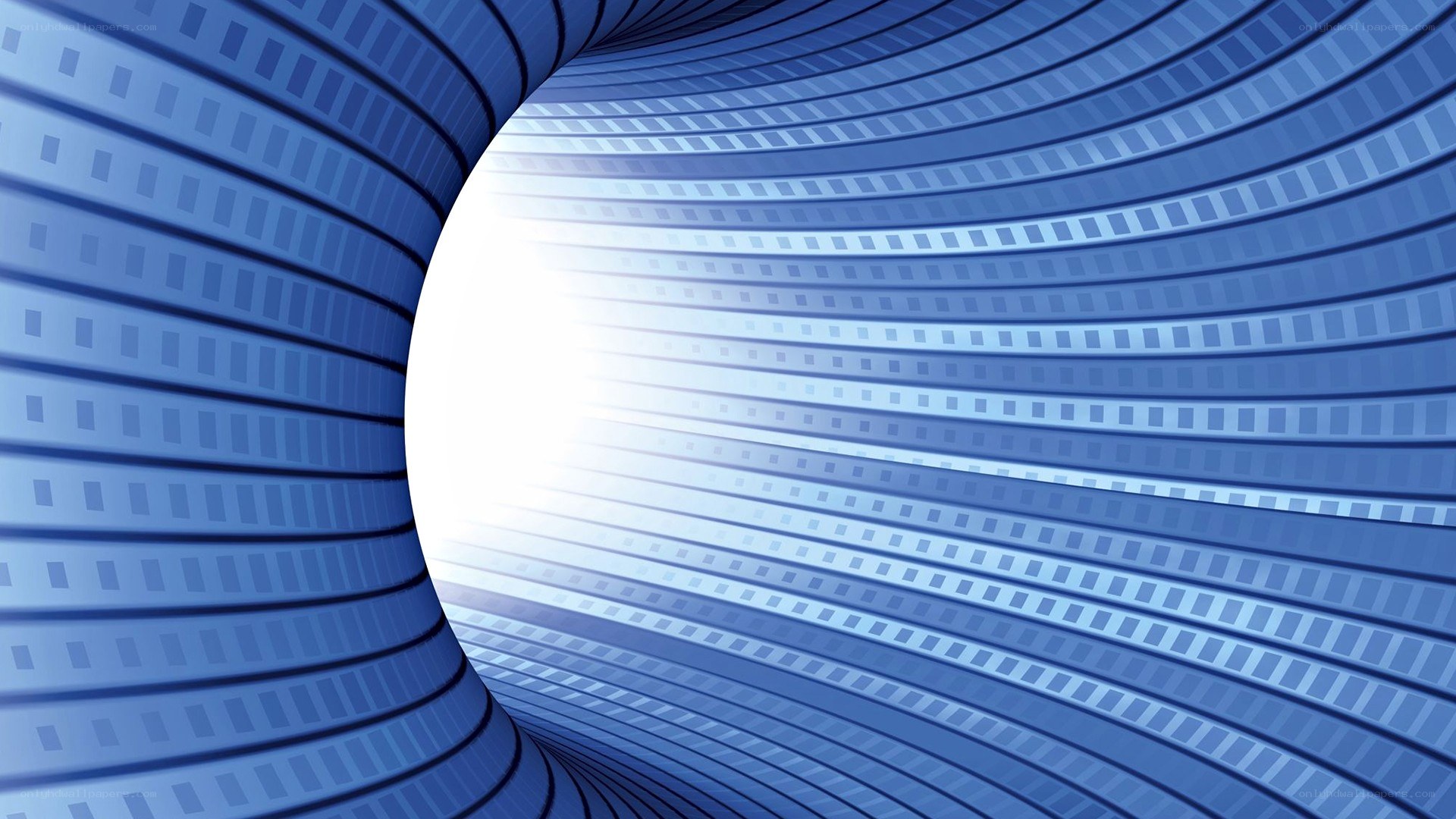 blue tunnel with light at end