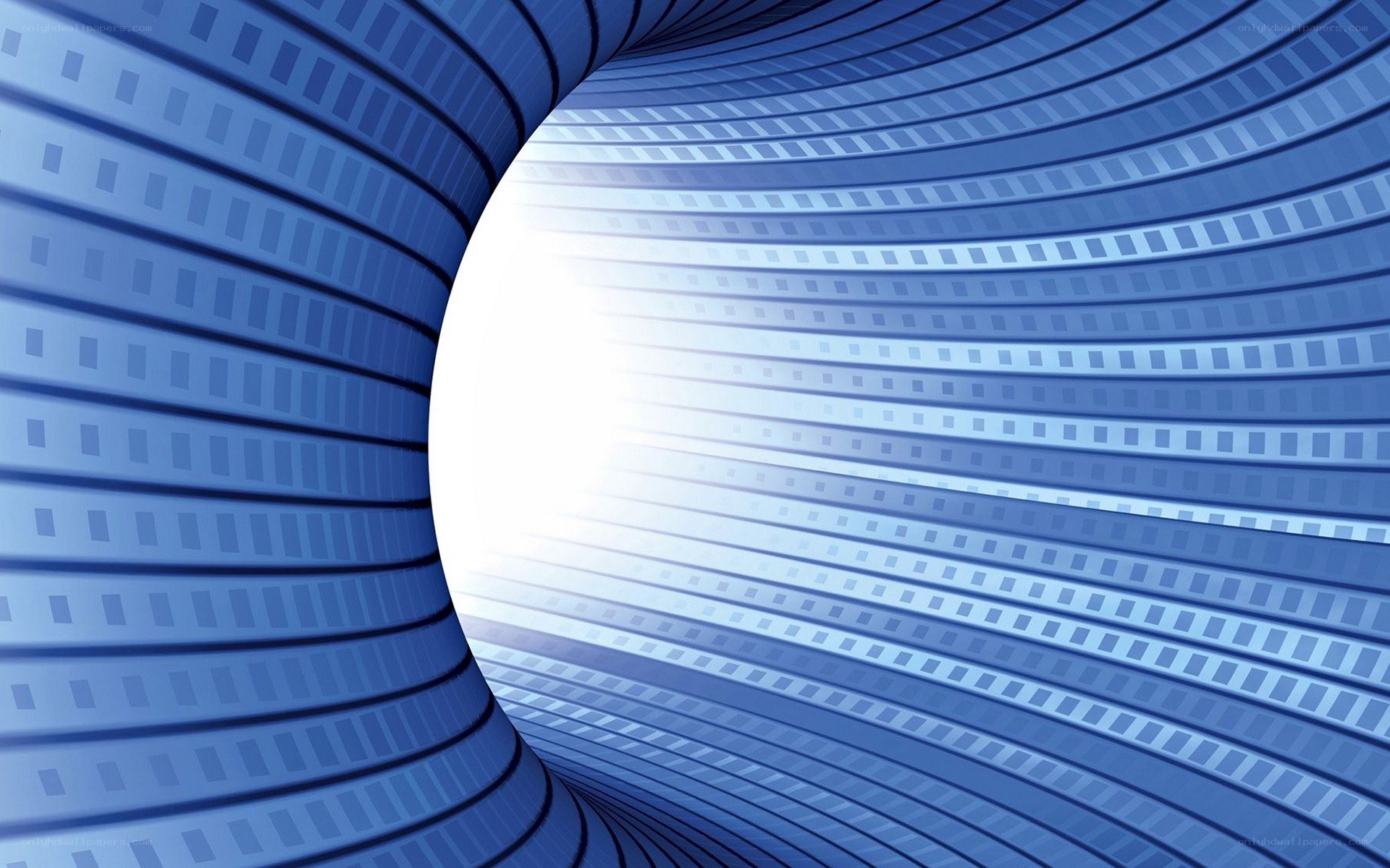 blue tunnel with light at end