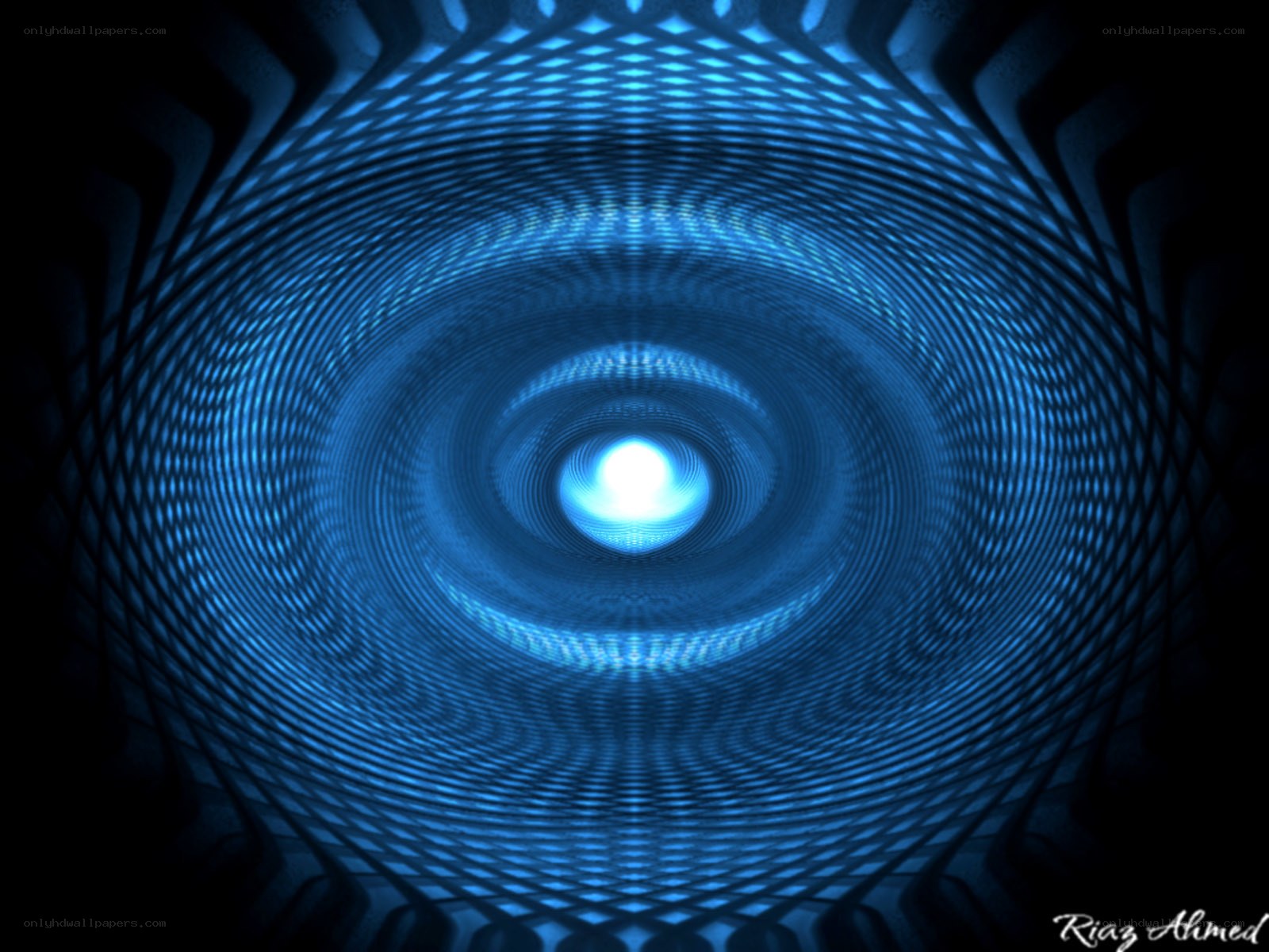 blue tunnel with light