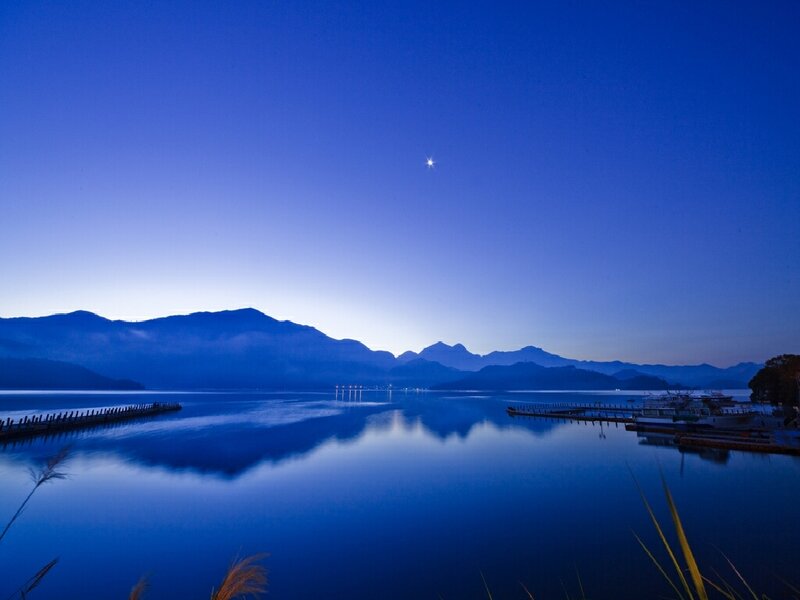 Blue twilight at a lake