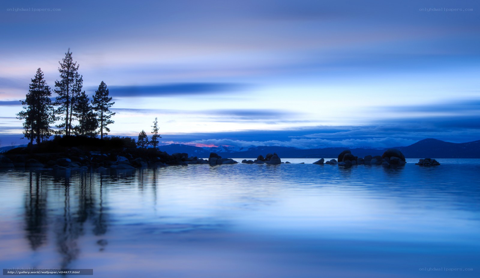 Blue twilight at a lakeside