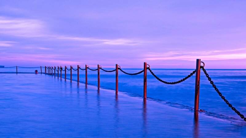 Blue twilight at the seaside