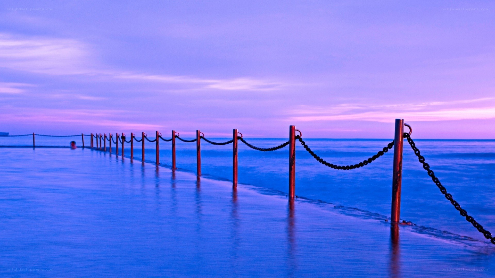Blue twilight at the seaside