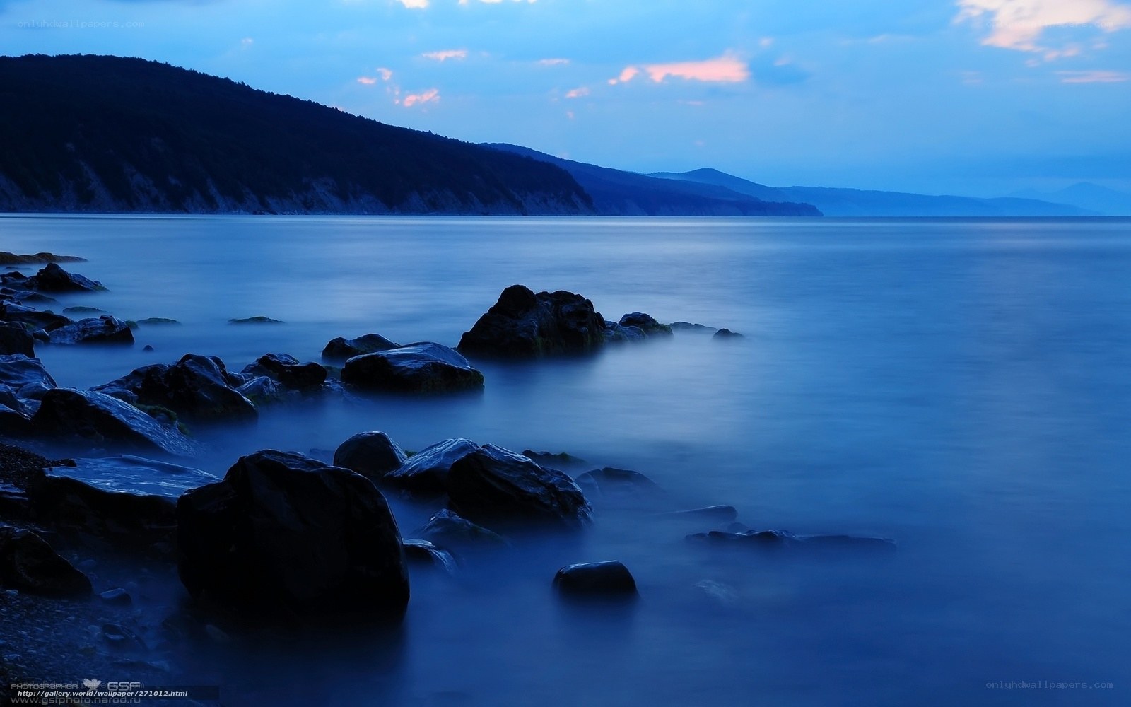 Blue twilight by the sea