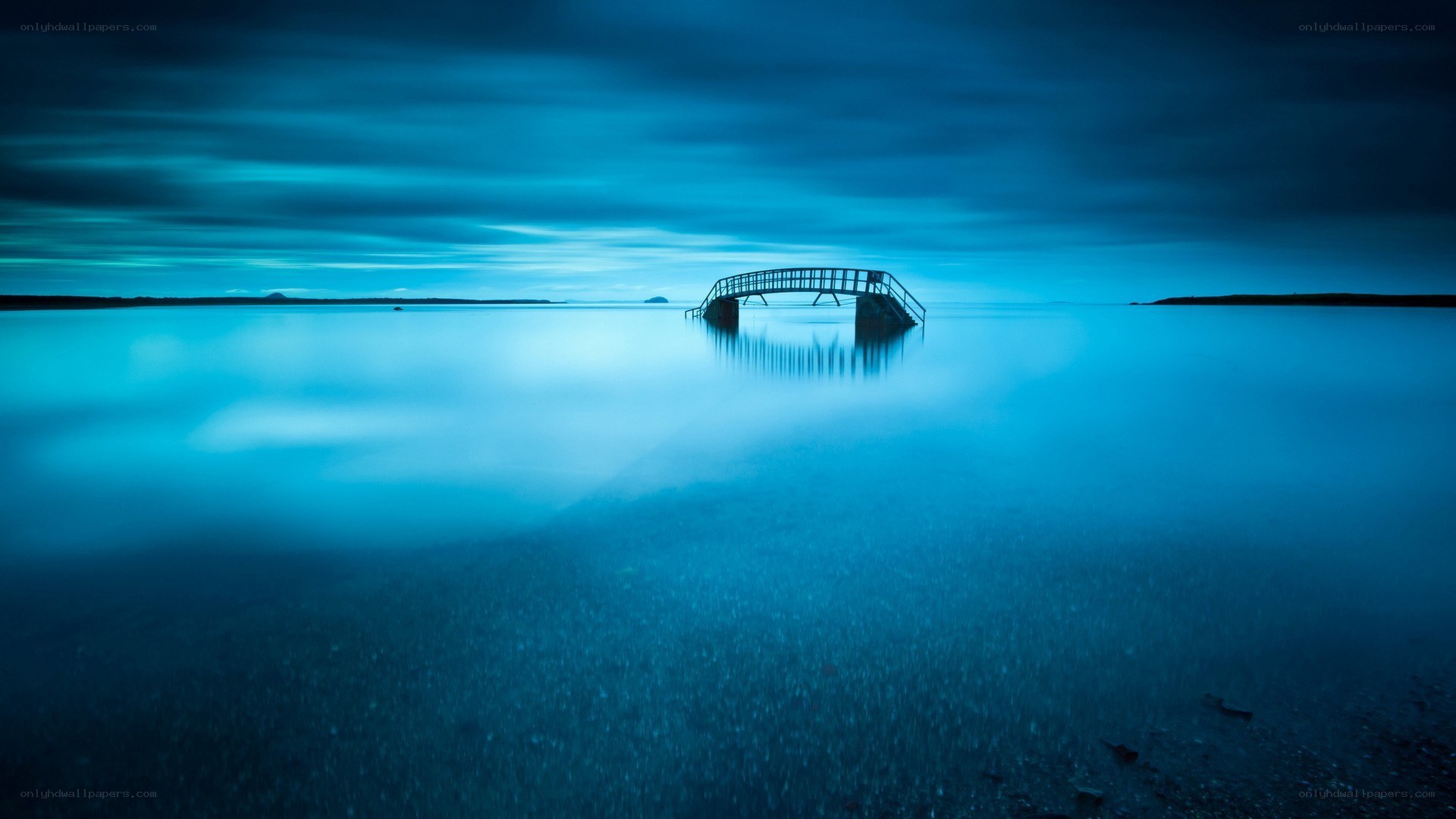 Blue twilight over a calm sea