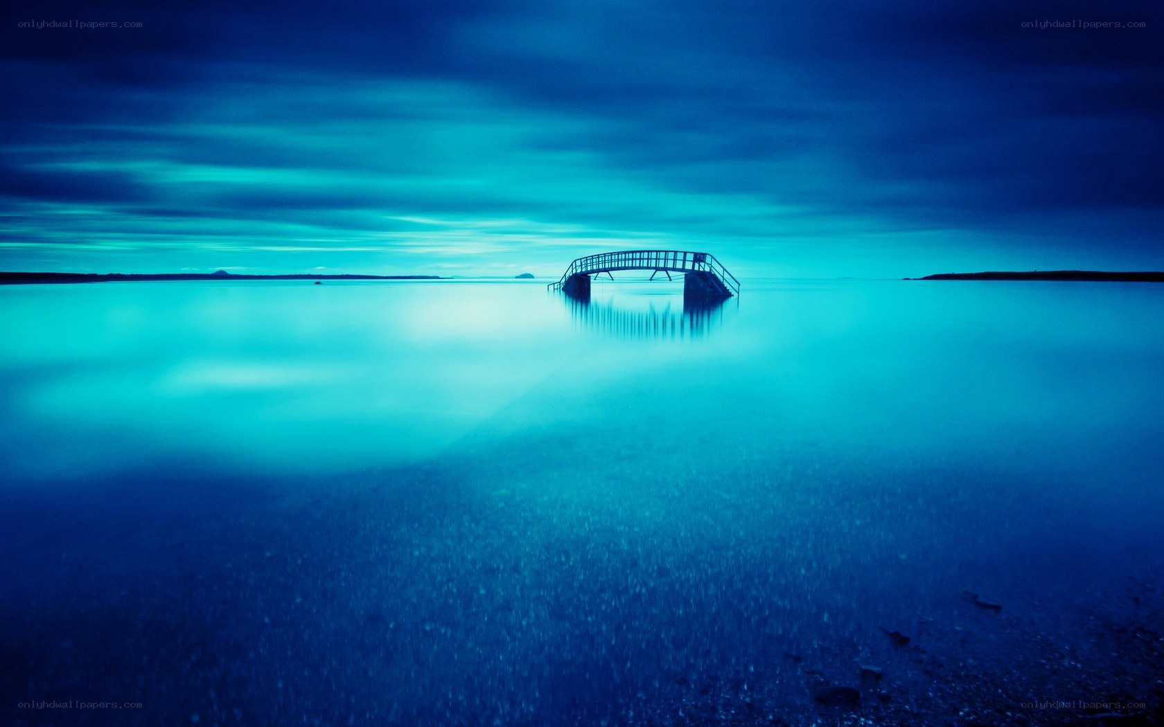Blue twilight over a calm sea