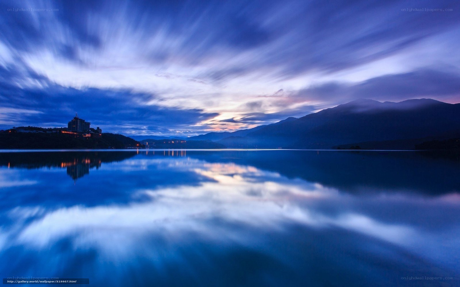 Blue twilight over a lake