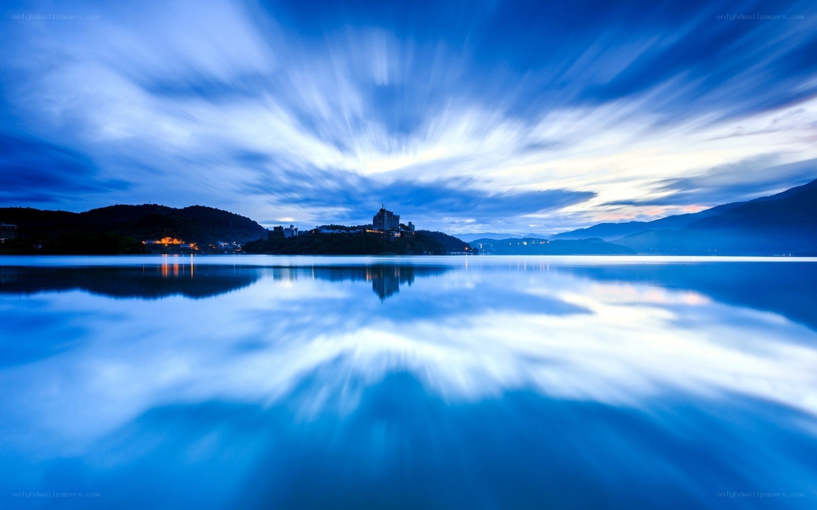 Blue twilight over a lake