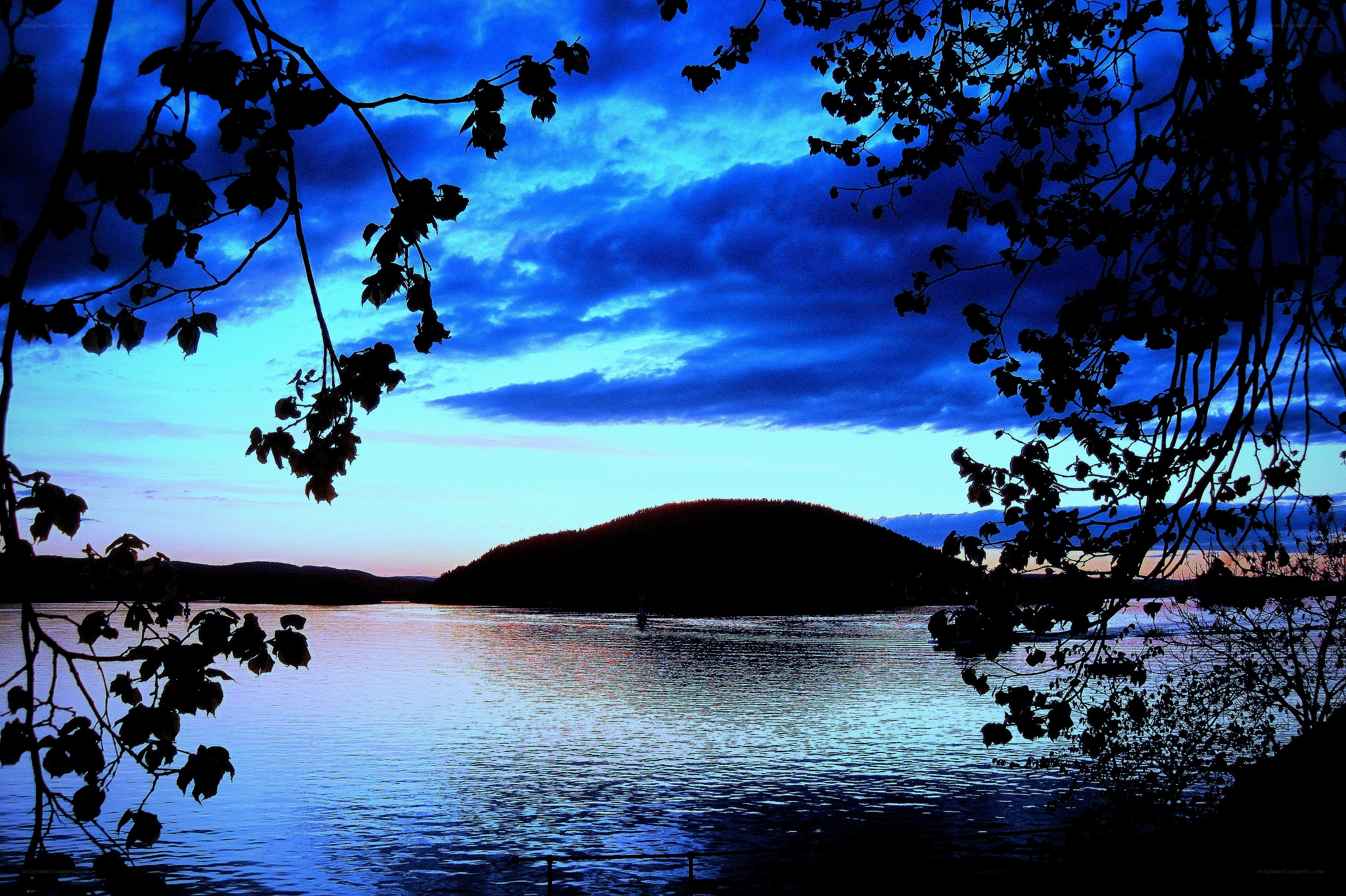 Blue twilight over a lake