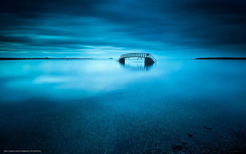 Blue twilight over a small bridge