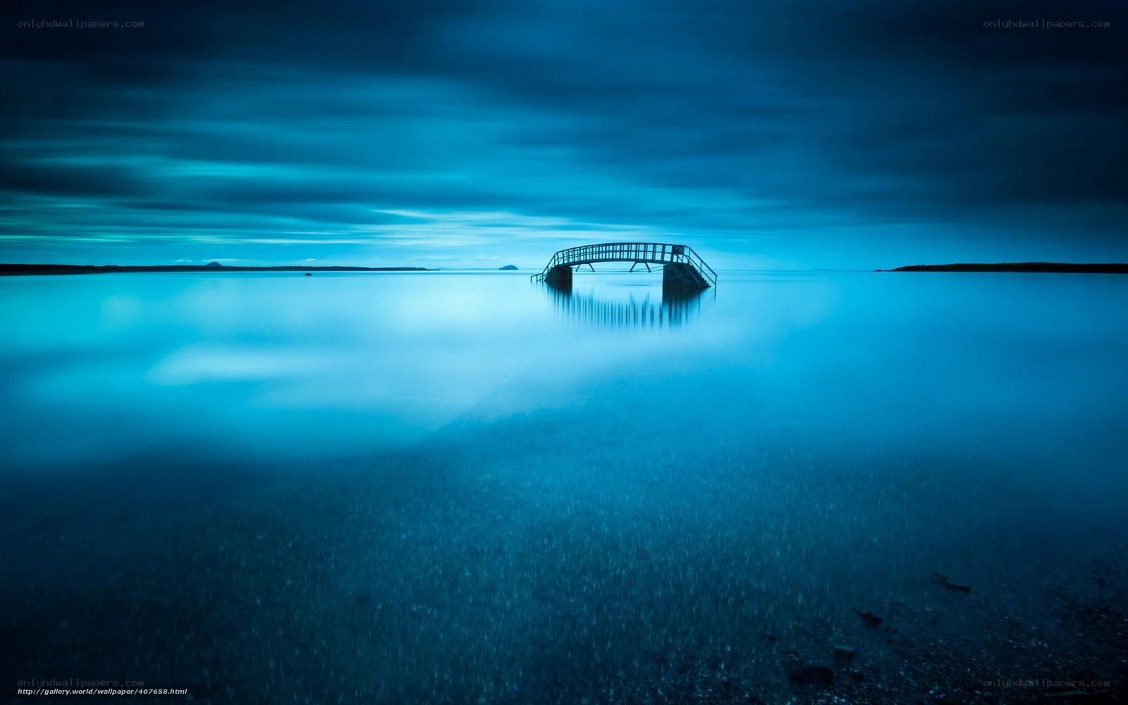 Blue twilight over a small bridge
