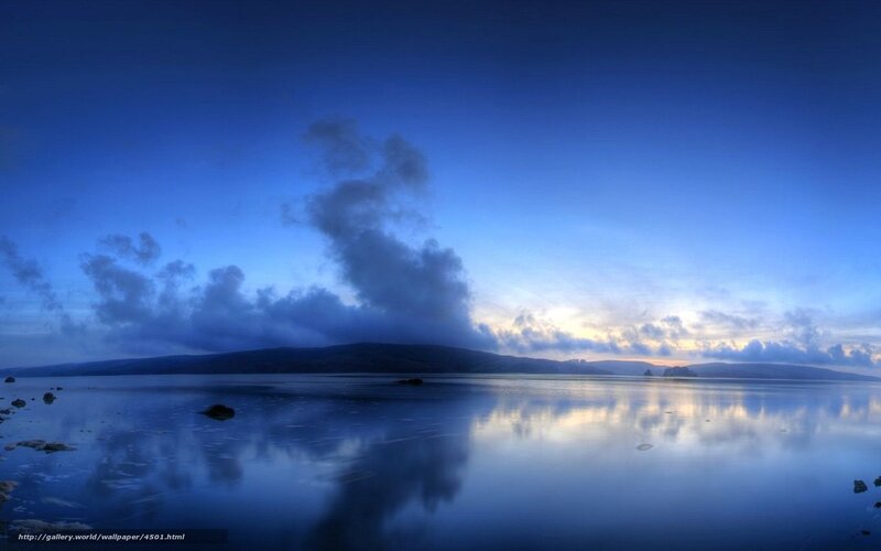 Blue twilight over calm waters