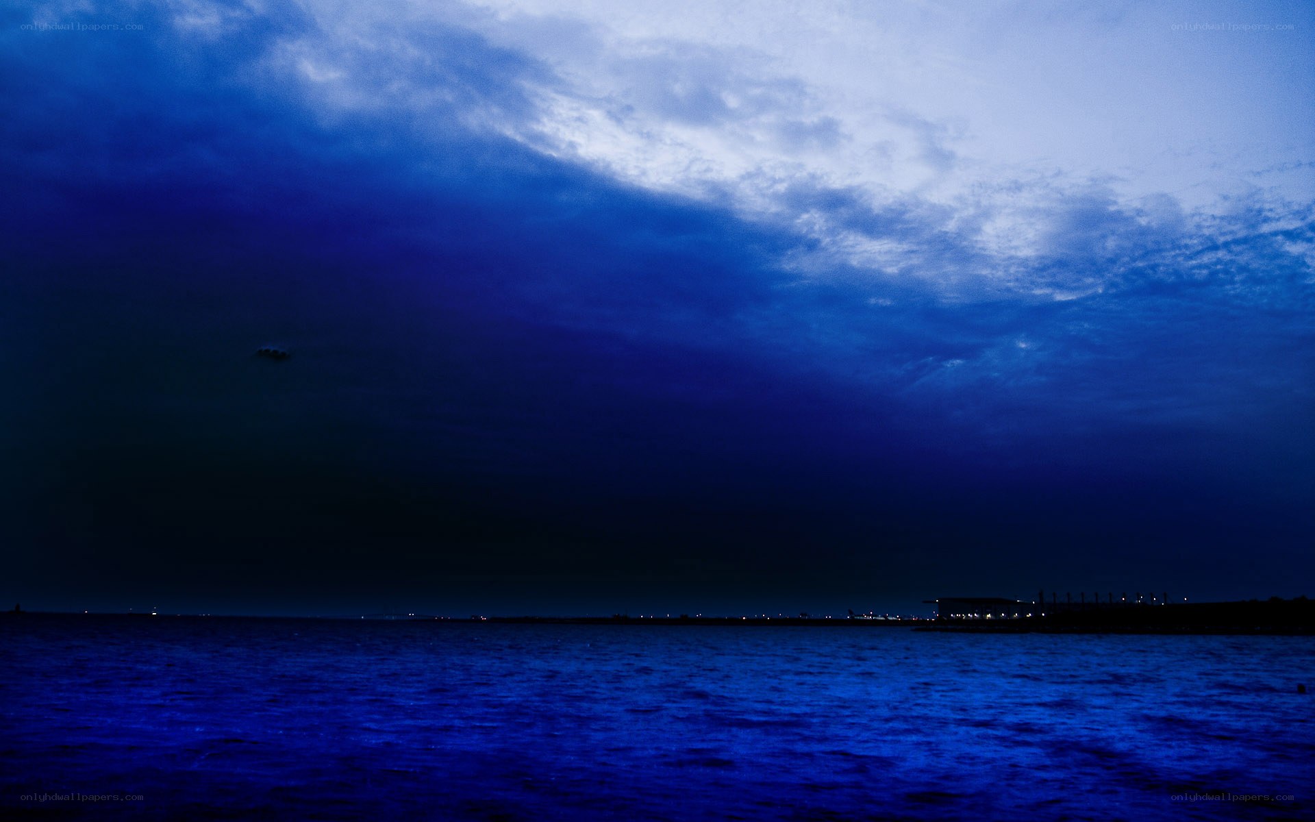 Blue twilight over the sea